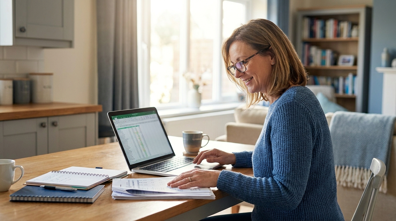 Business owner reviewing financing options at home